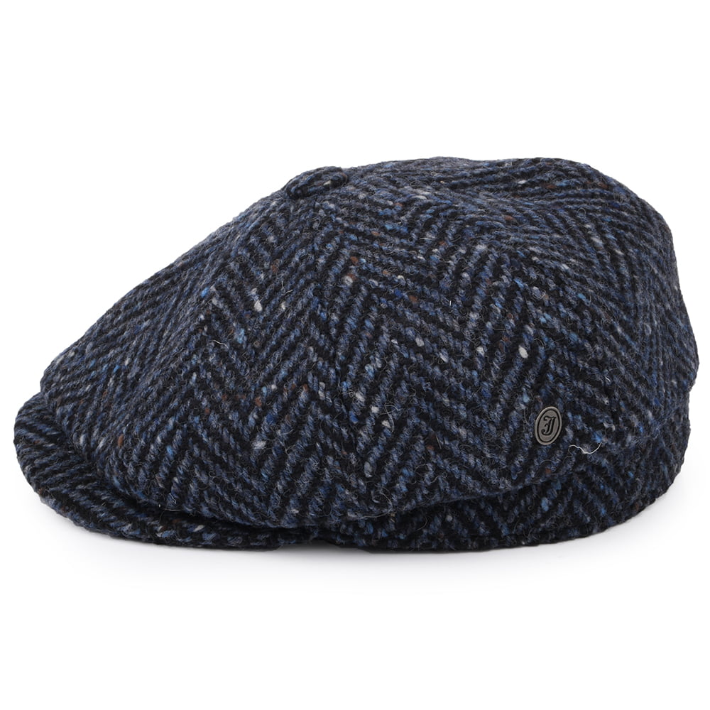 Navy-Black Heavyweight Donegal Tweed Herringbone Newsboy Cap - Image 3