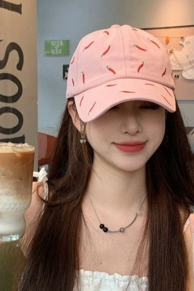 EMBROIDERY RED CHILI PEPPER CASUAL BASEBALL CAP - Image 5