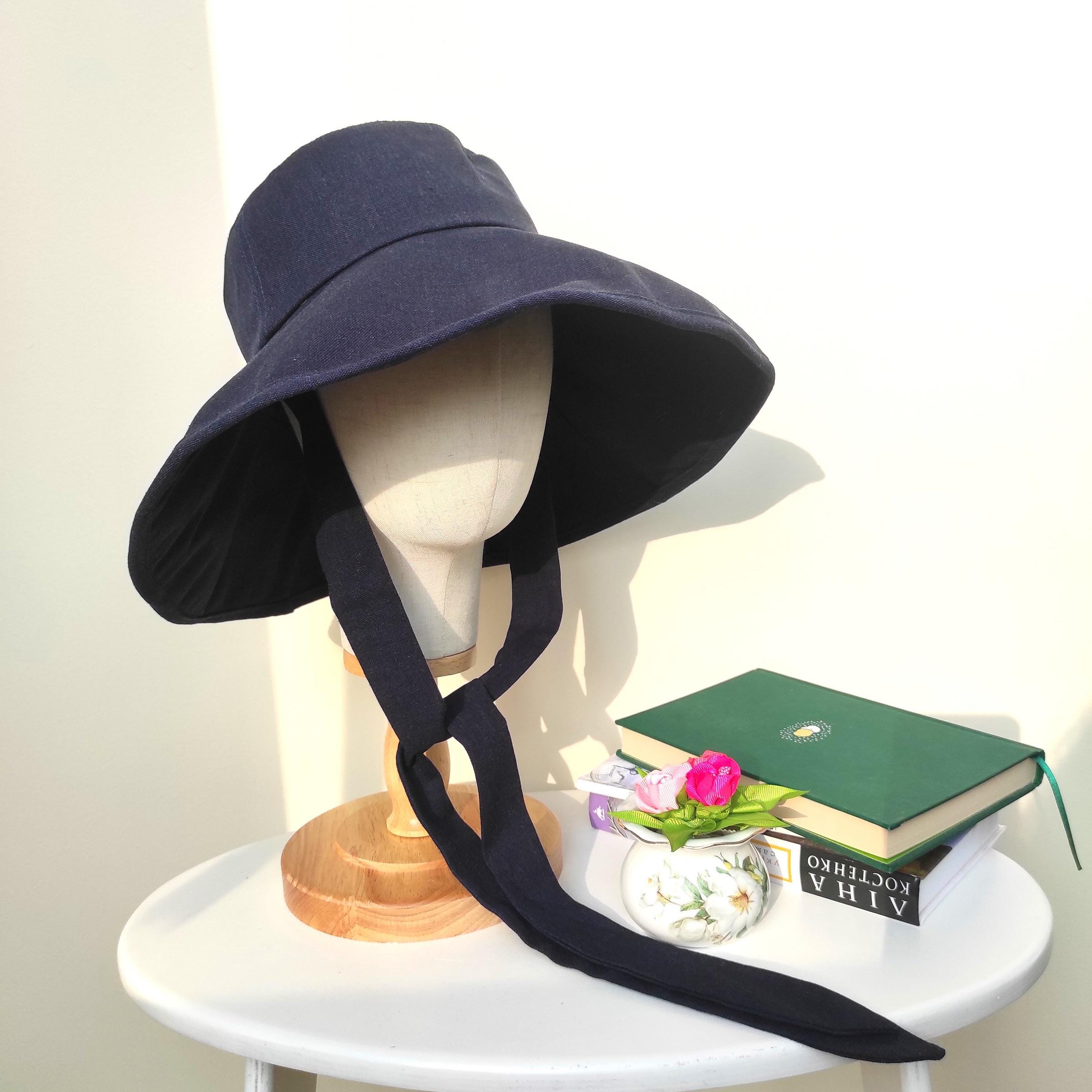 Linen Wide Brim Spring Summer Bonnet, Wide Brim Bucket Hat, Beach Hat, Floppy Fisherman Foldable Sun Hat, Safari Outdoor, Gift for Her - Image 10