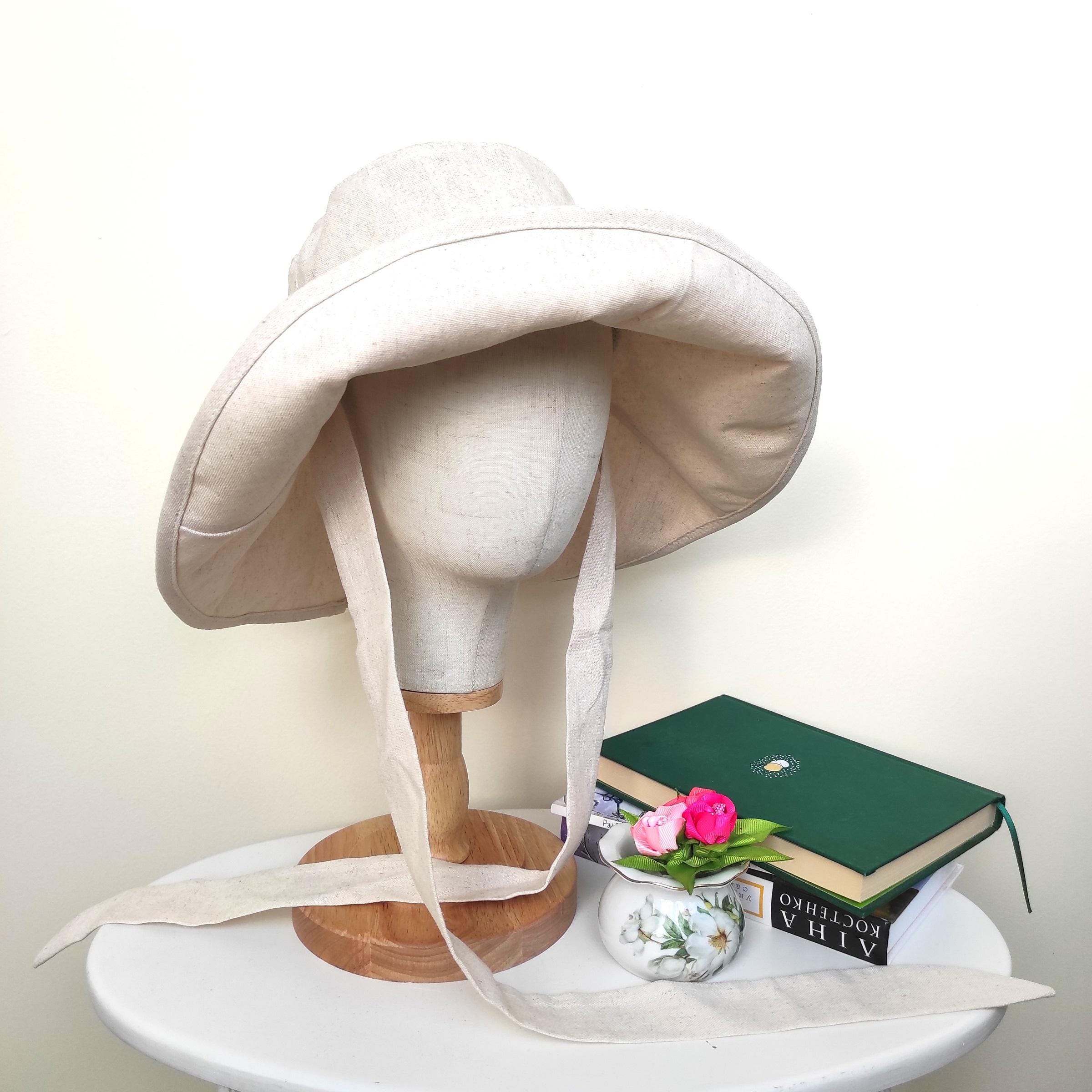 Linen Wide Brim Spring Summer Bonnet, Wide Brim Bucket Hat, Beach Hat, Floppy Fisherman Foldable Sun Hat, Safari Outdoor, Gift for Her - Image 6