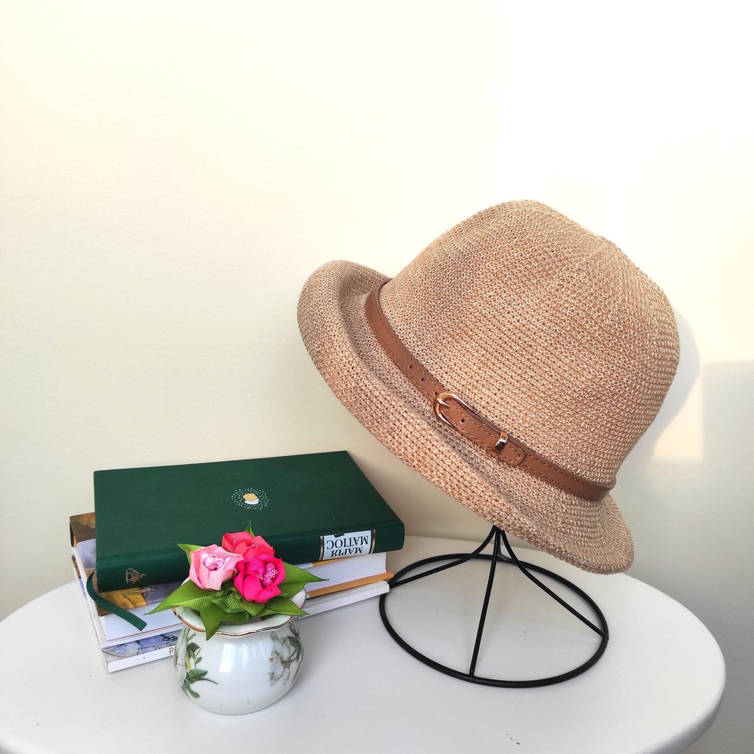 Cloche Hat Women, Summer Bowler Hat for Women, Fedora Hat Women, Rolled Brim Hat, Foldable Cotton Straw Mesh Hat, Summer Gift for Her