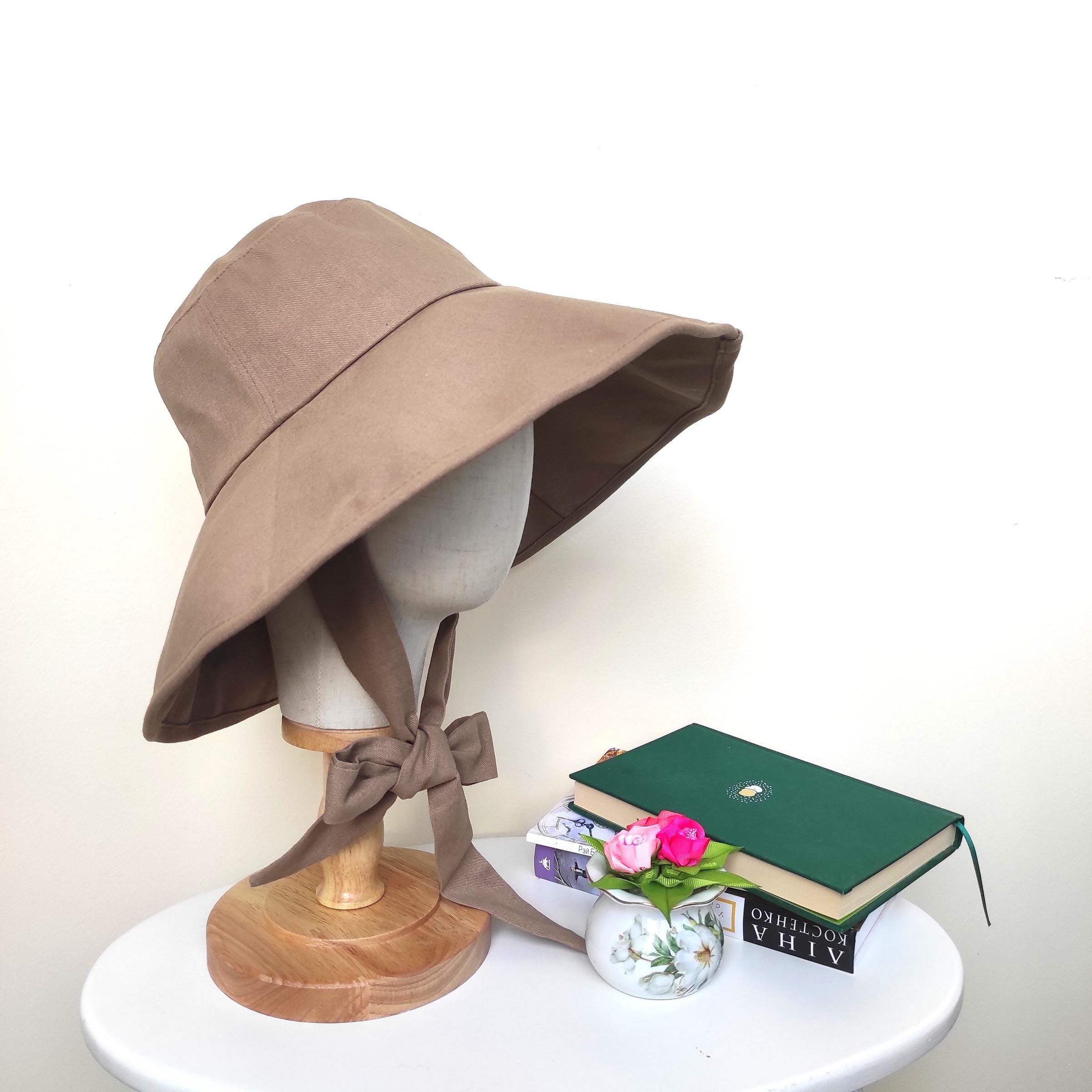Linen Wide Brim Spring Summer Bonnet, Wide Brim Bucket Hat, Beach Hat, Floppy Fisherman Foldable Sun Hat, Safari Outdoor, Gift for Her - Image 5