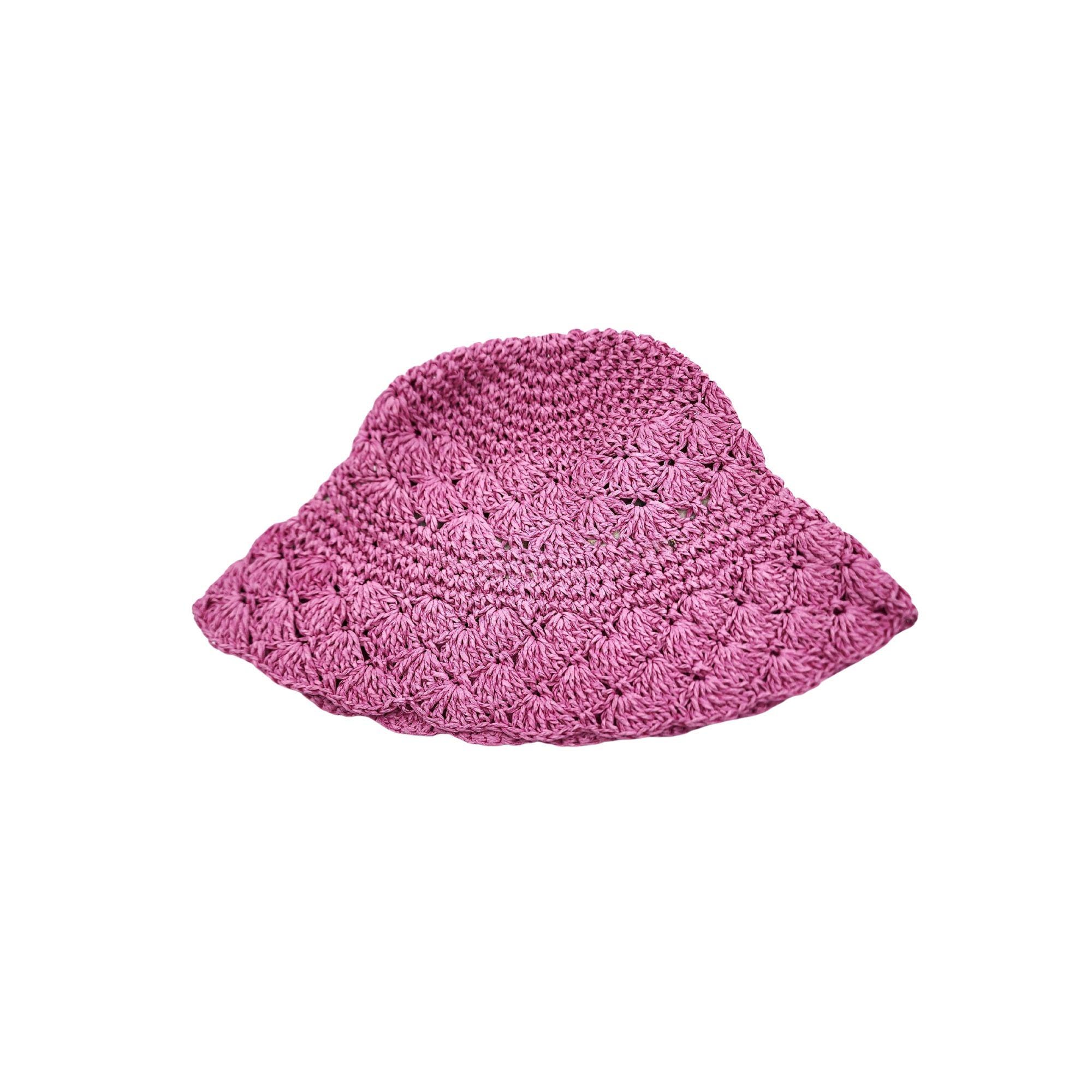 Women's Hand Crochet Clothe Straw Solid Color Bucket Hat - Image 5