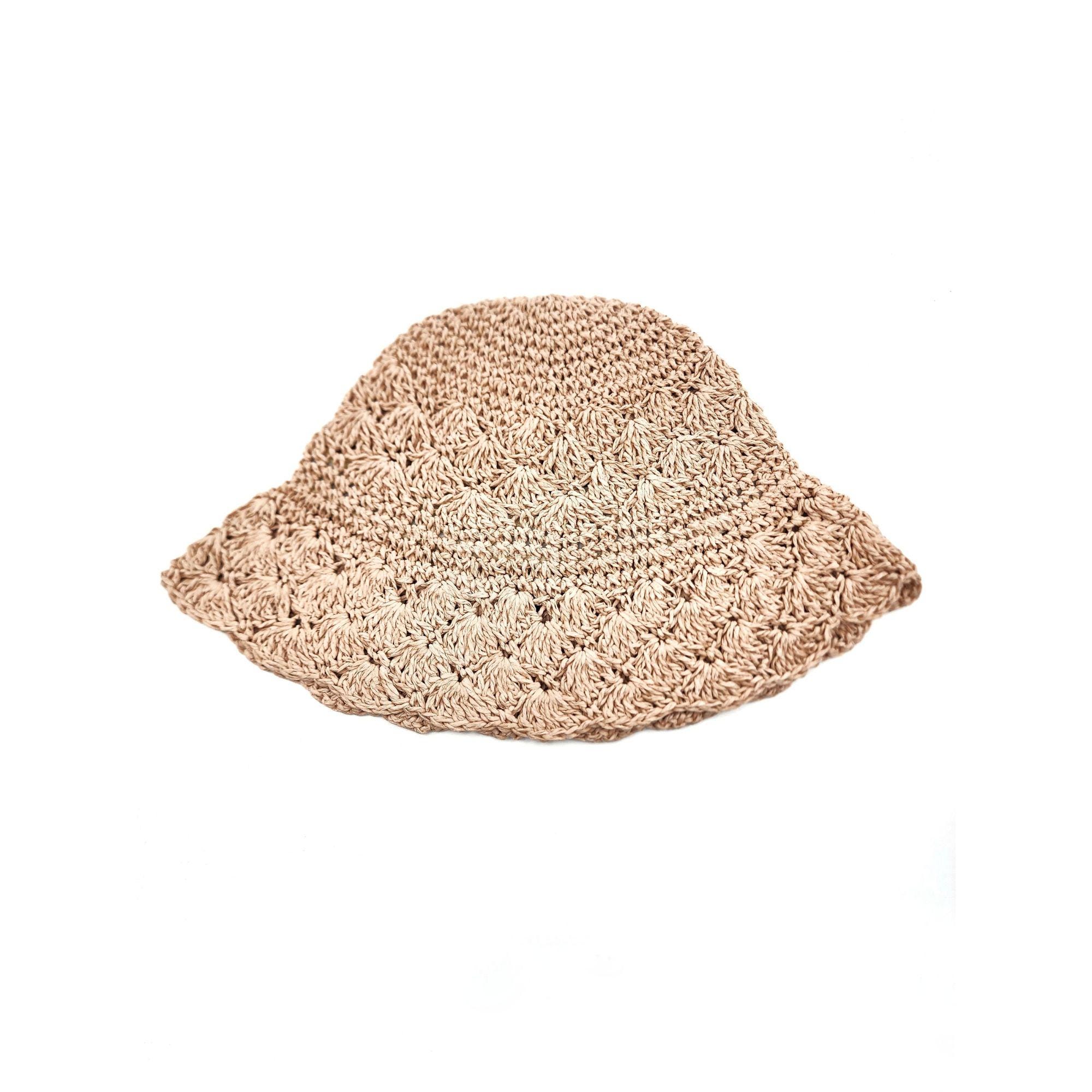 Women's Hand Crochet Clothe Straw Solid Color Bucket Hat - Image 6